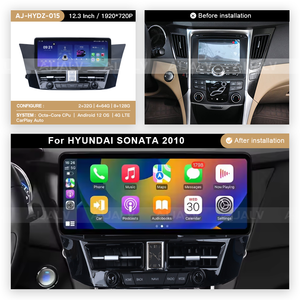 Écran OLED 12,3 pouces, <span class=keywords><strong>autoradio</strong></span> Android Qualcomm avec Carplay pour HYUNDAI SONATA 2010, stéréo double avec écran d'horloge - Product Image 2