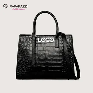 Paparazzi PA0452 High Quality Croc Print Crocodile Embossed Leather Tote Bags Women Handbags