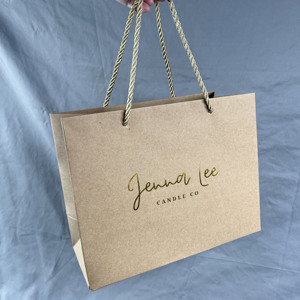 Custom Gold Foil Hot Stamping Kraft Paper Shopping Bags Twisted Paper Rope Handle For Candle Cosmetic Boutique Brand Packaging - Product Image 2