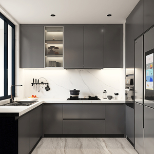 Tùy chỉnh <span class=keywords><strong>MDF</strong></span>/rắn gỗ Inset tủ bếp sang trọng hiện đại Modular được xây dựng trong với cửa kính đựng thức ăn lưu trữ thương mại ngoài trời - Product Image 5