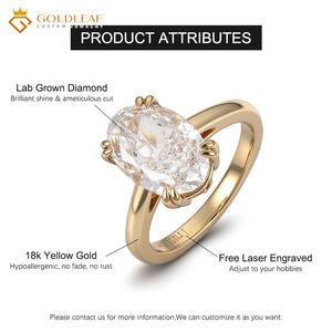 Anillos de Compromiso Unisex de Oro Amarillo de 18K, Chapados en Oro, Estilo Clásico de Lujo, Nuevo Estilo, Corte Ovalado, Engaste de Garras, para Uso Diario - Product Image 5