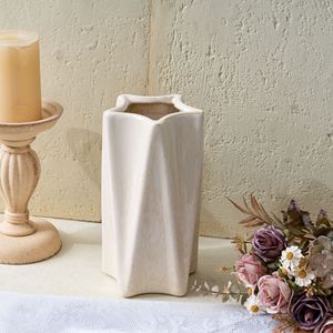Vase en céramique CallaFloral, beige glacé, style nordique, vase décoratif de table, arrangement floral moderne, rangement - Product Image 1