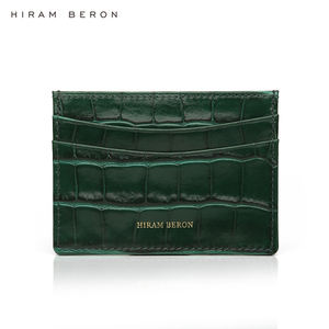 Tarjetero de Cuero Italiano Verde Brillante Hiram Beron para Hombre, Servicio OEM Personalizado - Product Image 3