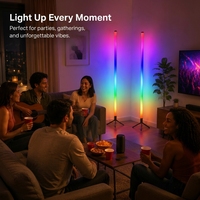 Lámpara de Pie LED Moderna RGBIC, Sincronización Inteligente con Música, Base de Trípode, Luz de Esquina, Control por Aplicación, Decoración para Sala de Estar y Juegos