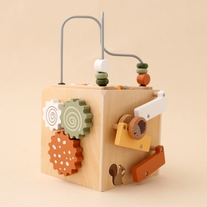 Cube d'activités Montessori multifonctionnel 5 en 1 en bois écologique non toxique, blocs de construction, jouets éducatifs pour la petite enfance - Product Image 3