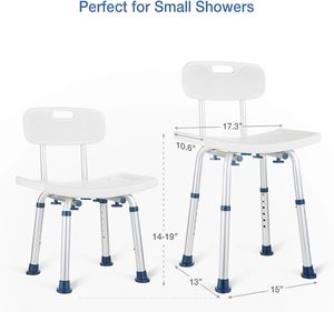 Chaise de douche avec petit <span class=keywords><strong>tabouret</strong></span> de douche amovible pour douche intérieure, chaise de <span class=keywords><strong>baignoire</strong></span> étroite, siège de douche réglable pour personnes âgées - Product Image 4