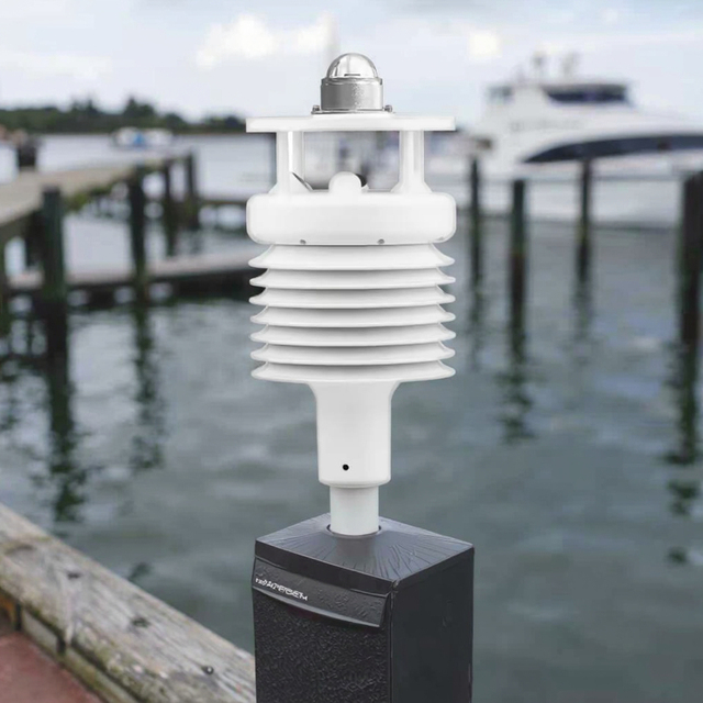 Solar Powered Ultrasonic Anemometer Weather Station Measures Air Temperature Humidity Pressure Wind Direction & Solar Radiation