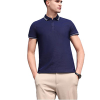 Chemises pour hommes, polos grande taille, manches courtes, poignets côtelés contrastés, respirantes, classiques, décontractées, pour le travail, le golf