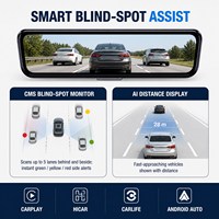 Caméra de recul avec écran tactile 9,66 pouces, CarPlay, Android Auto, double enregistrement 1080P, WiFi, GPS pour voiture et camion