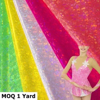 Tissu élasthanne extensible 4 directions brillant, irisé, holographique, effet craquelé, faible MOQ, pour justaucorps de danse, vêtements de performance et maillots de bain