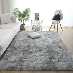 Vente en gros de tapis pelucheux modernes pour enfants, en peluche arc-en-ciel PV en Polyester, pour salon intérieur, à la mode/