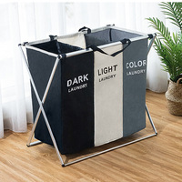 Panier de rangement Oxford pliable, 3 grilles, vente en gros, Ins avec poignées, organisateur de vêtements sales, pour salle de bain, panier à linge pliable