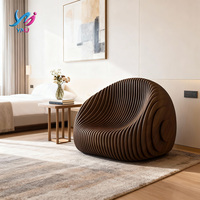 Sillón de Madera Maciza Paramétrico CNC, Diseño Moderno para Sala de Estar, Dormitorio, Apartamento, Exterior, Ecológico, Duradero, para el Hogar