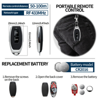 Module émetteur RF433MHz, télécommande sans fil à radiofréquence, mini télécommande manuelle, code d'apprentissage, double canal
