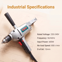 Perceuse à percussion électrique industrielle haute puissance 600W D5-13E 220V, machine de perçage manuelle pour la construction murale et l'utilisation en atelier