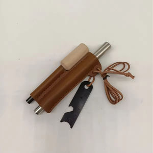 Varilla de Magnesio para Acampar al Aire Libre, 17 Láminas, Mango de Madera, Tubo de Soplado de Acero Inoxidable, Funda de Cuero Resistente, Supervivencia, Senderismo, Trekking - Product Image 4