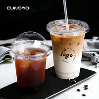 Gobelets en plastique transparents jetables pour bubble tea, latte glacé, café, avec couvercles, logo personnalisé imprimé, diamètre 98 mm, 12/14/16/18/20/24 oz