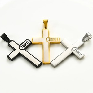 Colliers pendentifs croix Jésus chrétienne pour femmes et hommes, en acier inoxydable, couleur argent, or, noir, amulette porte-bonheur catholique, bijoux de prière - Product Image 4