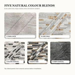 Pannello <span class=keywords><strong>in</strong></span> Marmo Naturale 15x60cm, <span class=keywords><strong>Rivestimento</strong></span> <span class=keywords><strong>in</strong></span> <span class=keywords><strong>Pietra</strong></span> 3D a Faccia Spaccata per Pareti Interne ed Esterne, Caminetti - Product Image 3