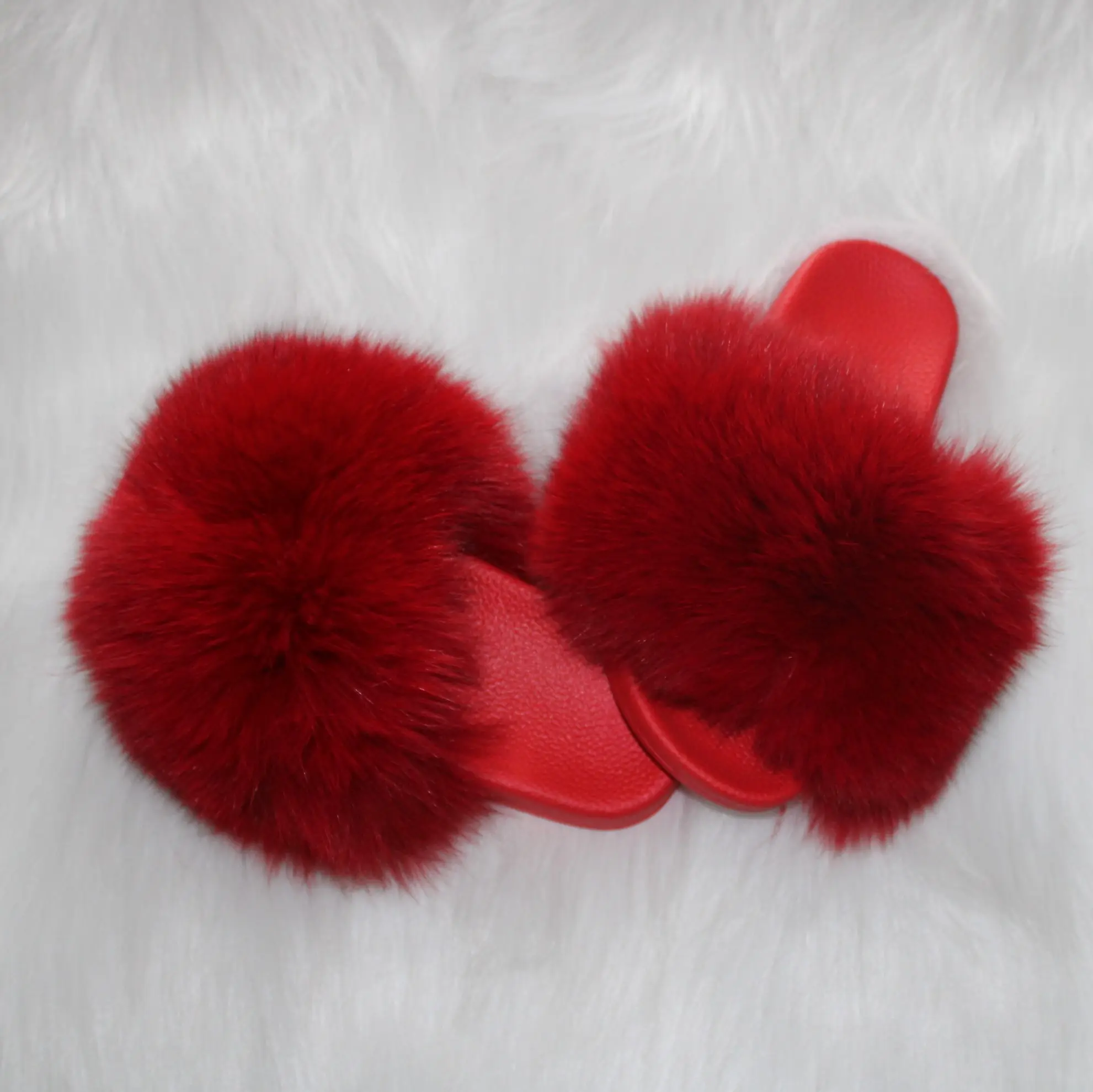 2019 màu đỏ duy nhất với phù hợp với màu đỏ lông con cáo lông slide lớn và đầy đủ lông