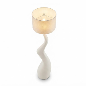 Lámpara de Pie Escultural Moderna Minimalista con Curva en S, Pantalla de Metal Texturizado Crema, LED, Impermeable, para Uso en Almacenes, Iluminación Wabi Sabi - Product Image 4
