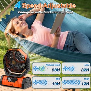 Portable Outdoor Fan Rechargeable <b>Battery</b> <b>Operated</b> Fan with LED Light and Remote Control - Product Image 5
