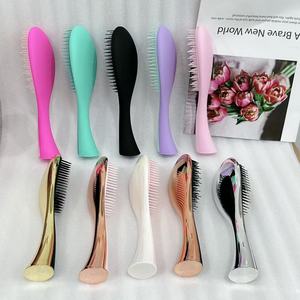Compact Cushioned Plastic <strong>Detangling</strong> <strong>Hair</strong> <strong>Brush</strong> Comb Low Price <strong>Hair</strong> Detangler for Curly <strong>Hair</strong> - Product Image 6