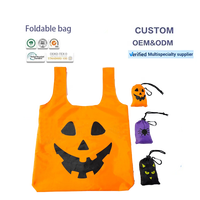 Sac cadeau de rangement avec logo personnalisé pour Halloween sac cadeau de fête citrouille bonbons réutilisable pratique pliable rétractable sac à main
