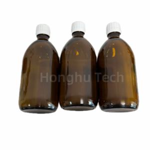 NUEVO, Botella de Vidrio Cilíndrica NEOS de 16 oz, Botellas Redondas de 473 ml Color Ámbar con Tapa de Rosca Azul, Juego Completo - Product Image 2