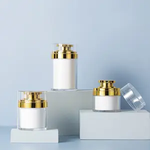 Mới Sang Trọng 30Ml 50Ml 100Ml Báo Chí Không Có Không Khí Mỹ Phẩm Trên Khuôn Mặt Bao Bì Nhựa Acrylic Không Có Không Khí Bơm Kem Jar