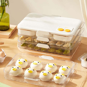 New Phong Cách Mult Lớp Chất Lượng Cao Tủ Lạnh đóng băng Bánh Bao Giữ Hộp Nhựa Tái Sử Dụng Bánh Bao Khay Với Nắp - Product Image 1