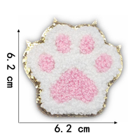 Patchs en chenille en forme de patte de chat et de chien de dessin animé faits à la main, brodés, style thermocollant pour sweats à capuche et pulls