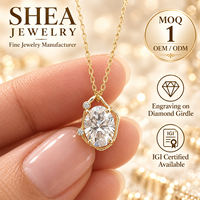 Collier pendentif en or jaune massif 10K/14K/18K avec diamant de laboratoire ovale personnalisé de 0,5 à 3 carats, monture ouverte, certifié IGI VS VVS