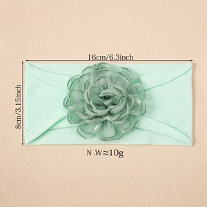 Bandeau élastique à fleurs en nylon à bord brûlé pour enfants Accessoire pour <span class=keywords><strong>cheveux</strong></span> fins de couleur unie Motifs de tissu mignons pour bébés tout-petits - Product Image 2