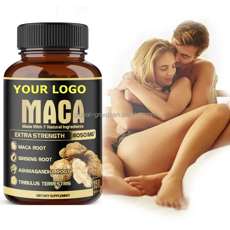 Custom Private Label Herbal Supplement Black Maca Root Capsules For Strong Man Power And Women Butt Hips Enlargement