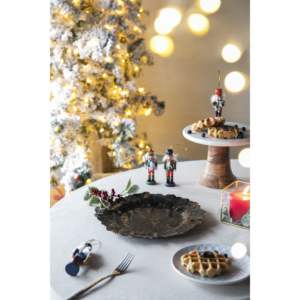 Ensemble de 8 assiettes rondes en plastique, style réflecteur noir pour fêtes d'anniversaire, décorations de table de fête fabriquées à la machine - Product Image 5