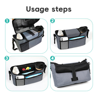 Sac de rangement portable universel pour poussette, échantillons disponibles en gros d'usine, pochette de rangement détachable en polyester résistant à l'eau