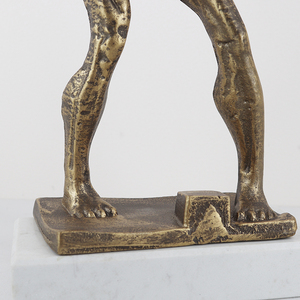 Scultura Astratta in Metallo Intagliato a Mano con Texture, Gambe in Marmo, Bronzo Dorato e Argento, Arte Moderna di Lusso per <span class=keywords><strong>Scrivania</strong></span>, Bancone o Showroom - Product Image 5