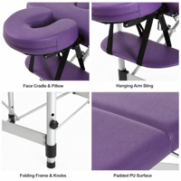 Table de massage pliable portable haut de gamme en cuir PU durable pour spa, salon de beauté, traitement, école, hôtel, usine