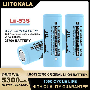 100% ต้นฉบับ <span class=keywords><strong>liitokala</strong></span> <span class=keywords><strong>lii</strong></span>-53S 26700ลิเธียมไอออน3.7โวลต์5300มิลลิแอมป์19.6Wh แบตเตอรี่ชาร์จได้สำหรับเก็บพลังงาน - Product Image 3