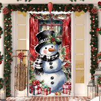 Housse de porte de Noël, bannière suspendue d'hiver en aquarelle, bonhomme de neige, cadeau, décoration de porte d'entrée intérieure/extérieure, décorations de fêtes personnalisables