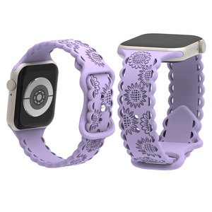 Correa para Reloj para <span class=keywords><strong>iPhone</strong></span> 8, Correa de Silicona con Cierre a Presión y Diseño de Girasol Grabado con Láser - Product Image 2