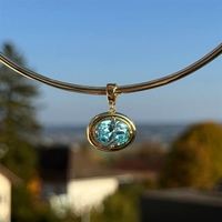Pendentif ovale en cuivre écologique certifié CE avec pierres multicolores, bijoux de naissance, fabricant en gros