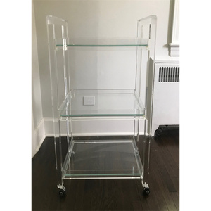 Chất lượng cao cấp 3 tầng tùy chỉnh kích thước rõ ràng thanh acrylic giỏ hàng với bánh xe để sử dụng nhà bếp - Product Image 6