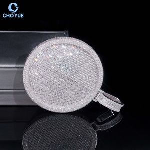 Hot Sale Rapper Style Round Baguette Moissanite Pendant 925 <b>Silver</b> Iced Out Hip Hop <b>Charm</b> VVS Moissanite Pendant - Product Image 3