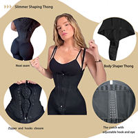 Bodysuit Terbuka dengan Ritsleting dan Pengait, Pakaian Kompresi Pembentuk Tubuh Wanita, Pengontrol Perut Fajase Colombianas Tahap 2/3, Pembentuk Tubuh Thong