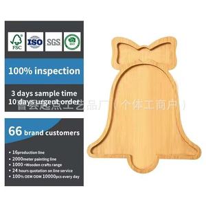 Bandeja de madera de bambú navideña de 36.5 cm, bandeja de madera maciza para servir frutas y aperitivos en casa - Product Image 2