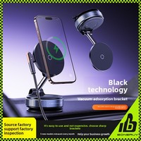 Chargeur magnétique sans fil Support de téléphone à batterie rotative réglable Ventouse à vide à 360 degrés Support de téléphone de voiture