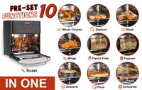 Four à convection numérique intelligent 10-en-1 et friteuse à air chaud 15L, électrique domestique en plastique avec écran LCD, sans huile