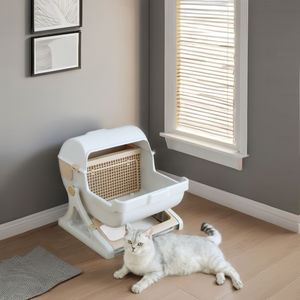 Wholesale Large Square Cat Litter <strong>Box</strong> Flip Lid Semi Automatic <strong>Pet</strong> Cat Toilet Cleaning <strong>Box</strong> - Product Image 2